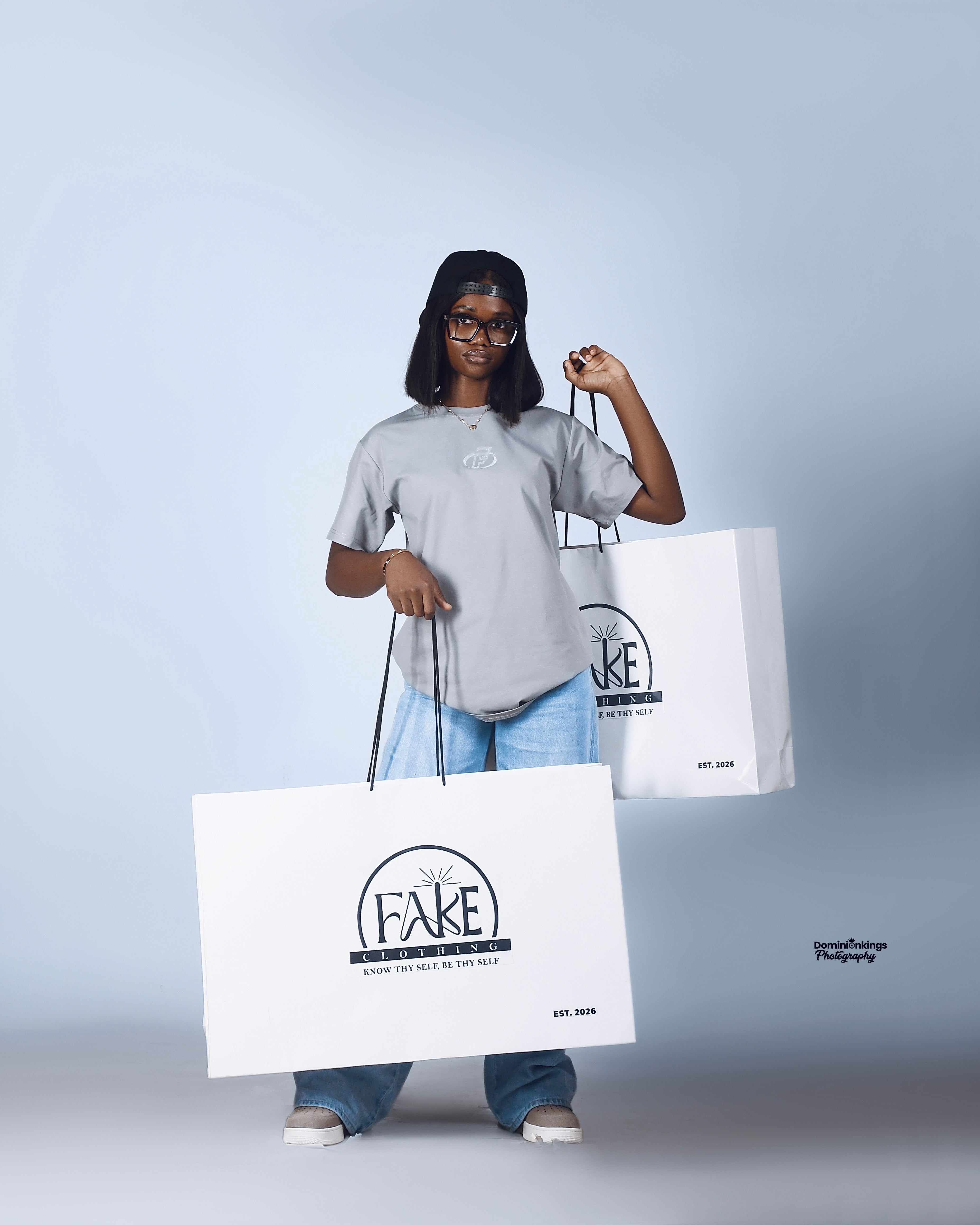 FAKE Essential Light Gray Fitted Tee